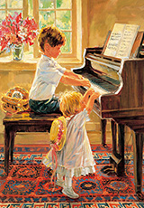 피아노 치는 남매