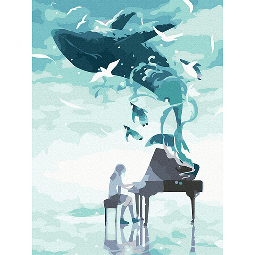 고래와 피아노 [캔버스형] [그리기]